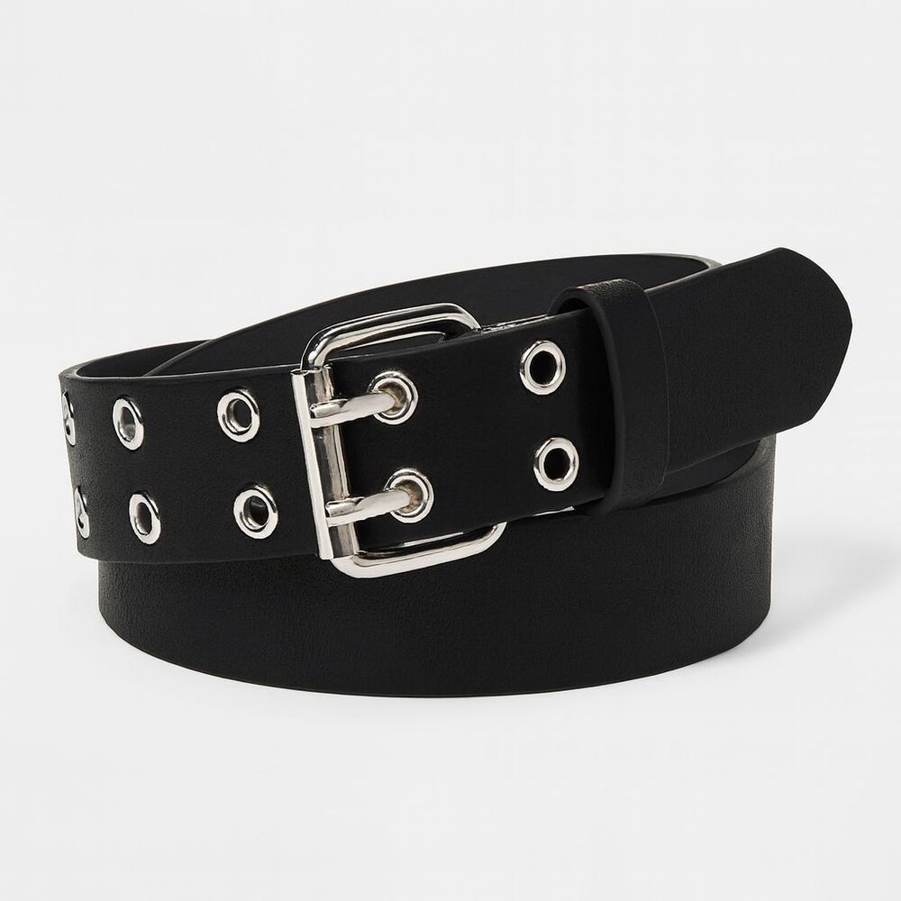 leather belt Belt with Silver Grommets - art class™ Black silver belt buckle